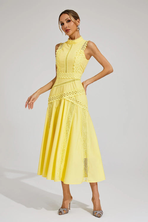 Lily | Women's Sleeveless Lace Midi Wedding Guest Dress - Image 4