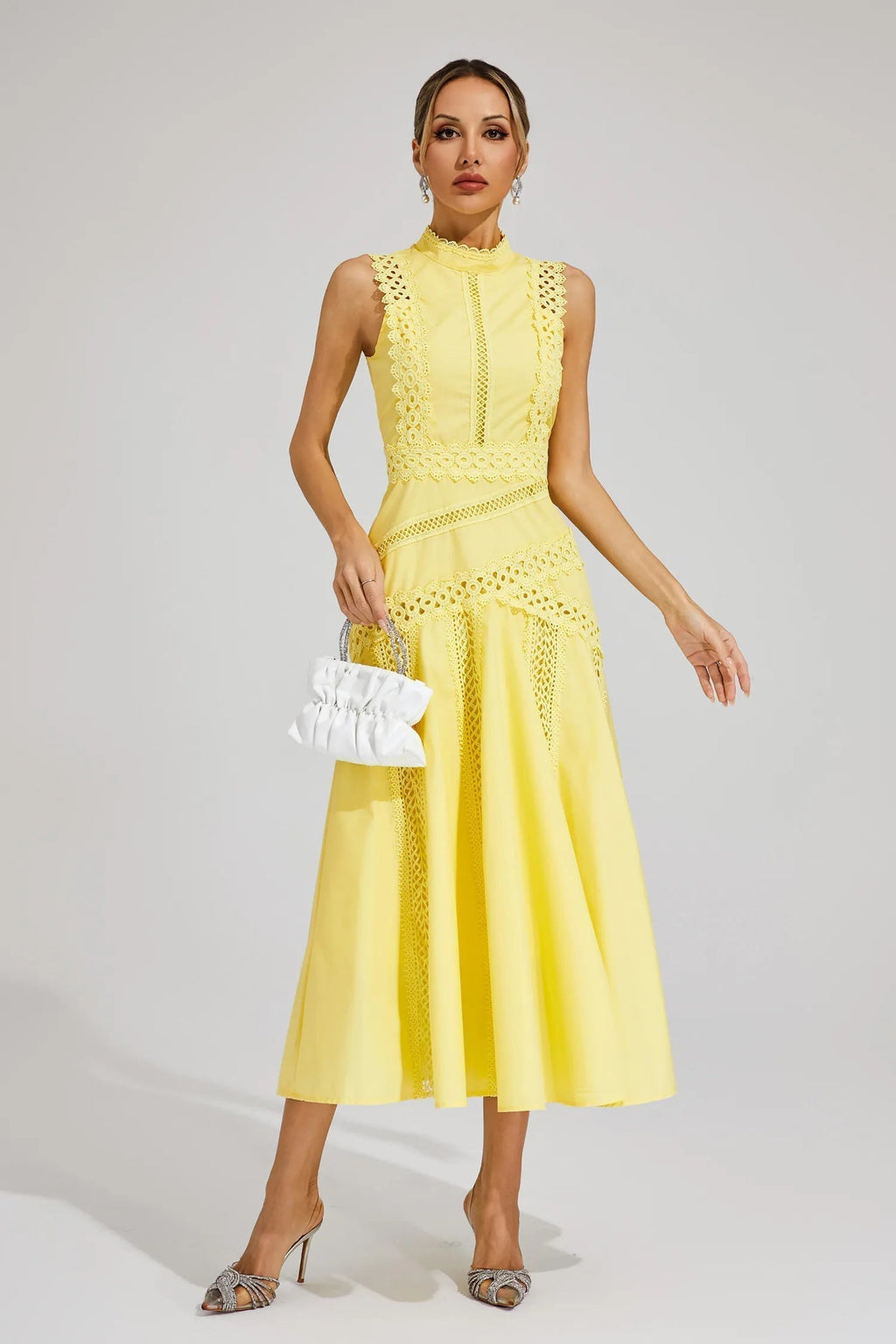 Lily | Women's Sleeveless Lace Midi Wedding Guest Dress - Image 5