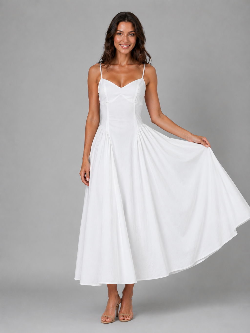 Clara | Women’s Midi Dress | Sweetheart Neck Strappy Wedding Guest 3