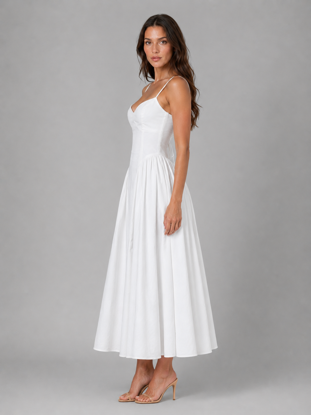 Clara | Women’s Midi Dress | Sweetheart Neck Strappy Wedding Guest 4