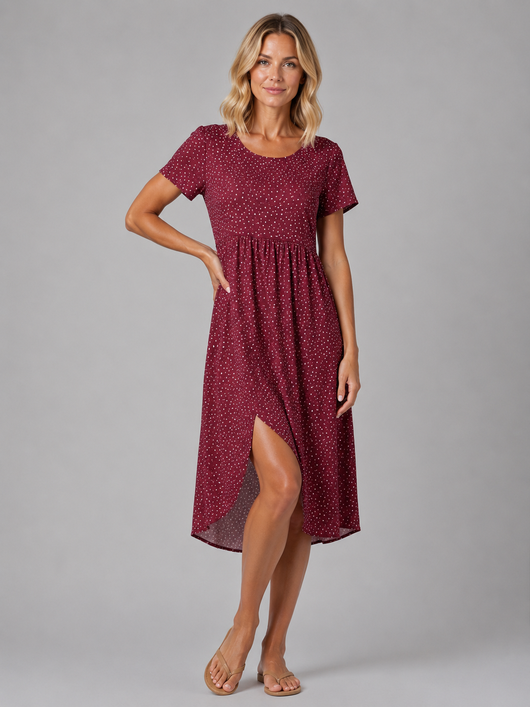 Daphne | Women’s Midi Dress | Floral Print Front Split 6