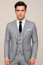 Edward | Men's Plain Three Piece Suit Set | Formal Wedding Suit-Men Outfit Set-Eltrendio