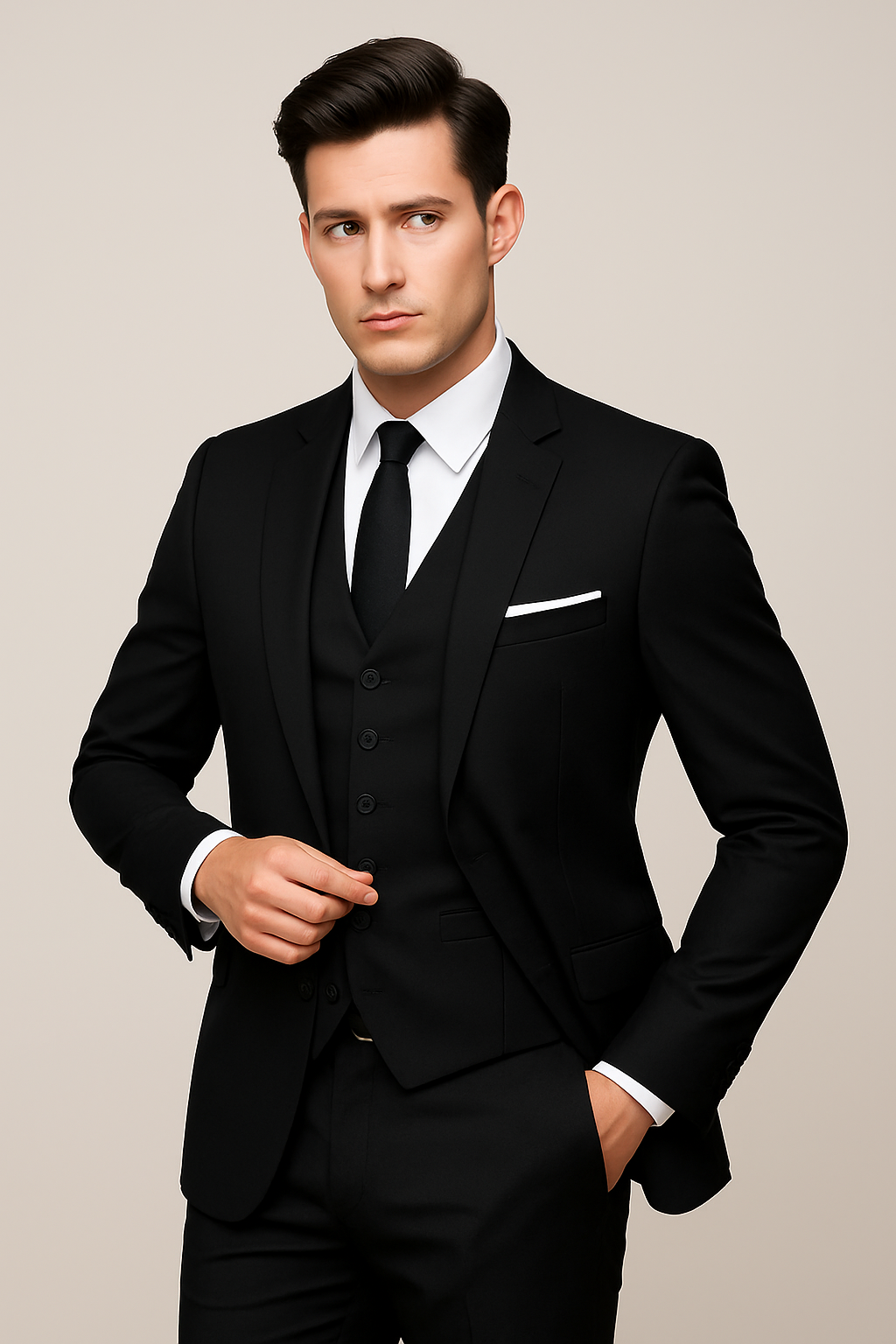 Edward | Men's Plain Three Piece Suit Set | Formal Wedding Suit-Men Outfit Set-Eltrendio