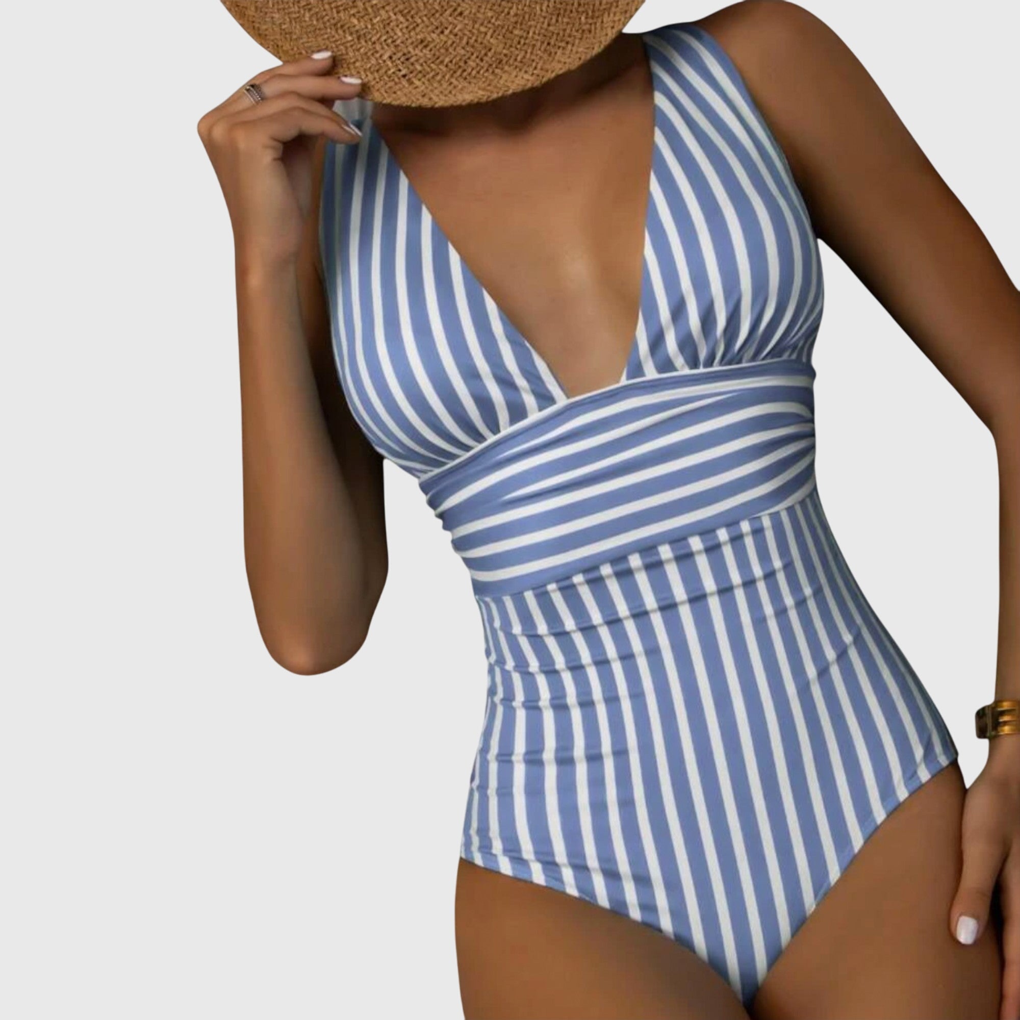 One Piece Swimsuit | Striped Monokini Bathing Suit-Women Swimsuit-Eltrendio