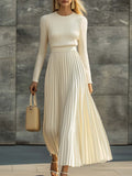 Aurora | Pleated Ribbed Bodice Midi Dress