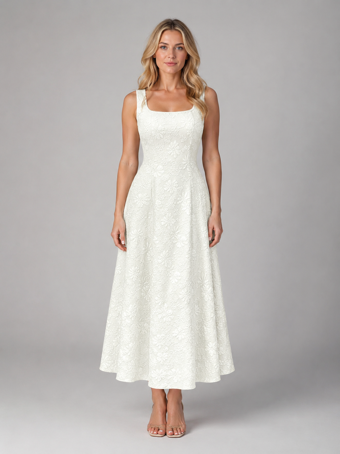 Eleanor | Women’s Midi Dress | Square Neck Wedding Guest