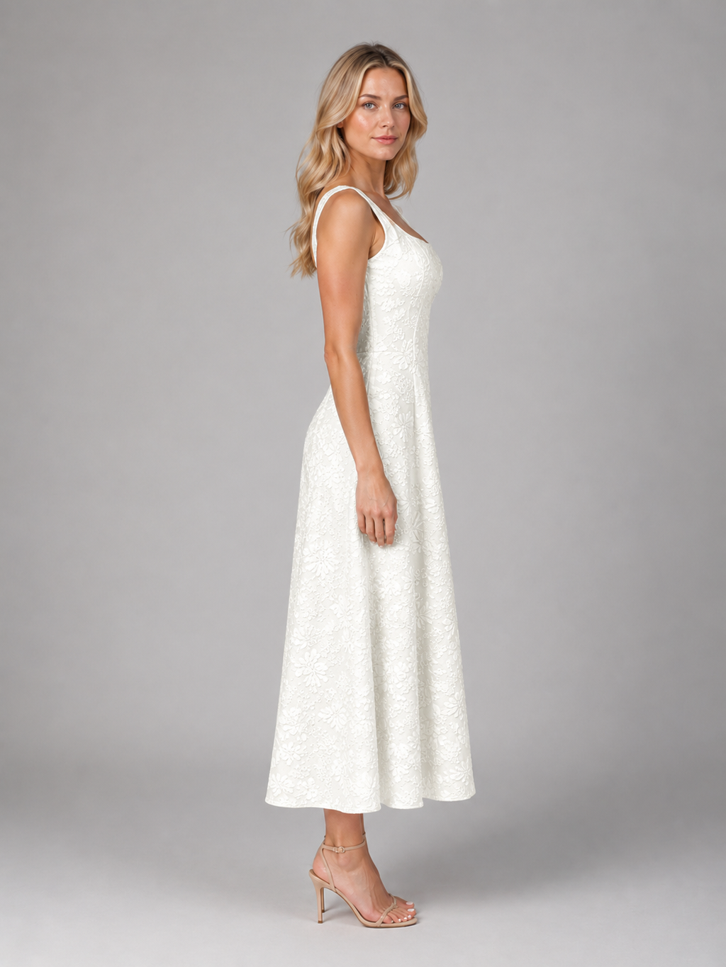 Eleanor | Women’s Midi Dress | Square Neck Wedding Guest 4