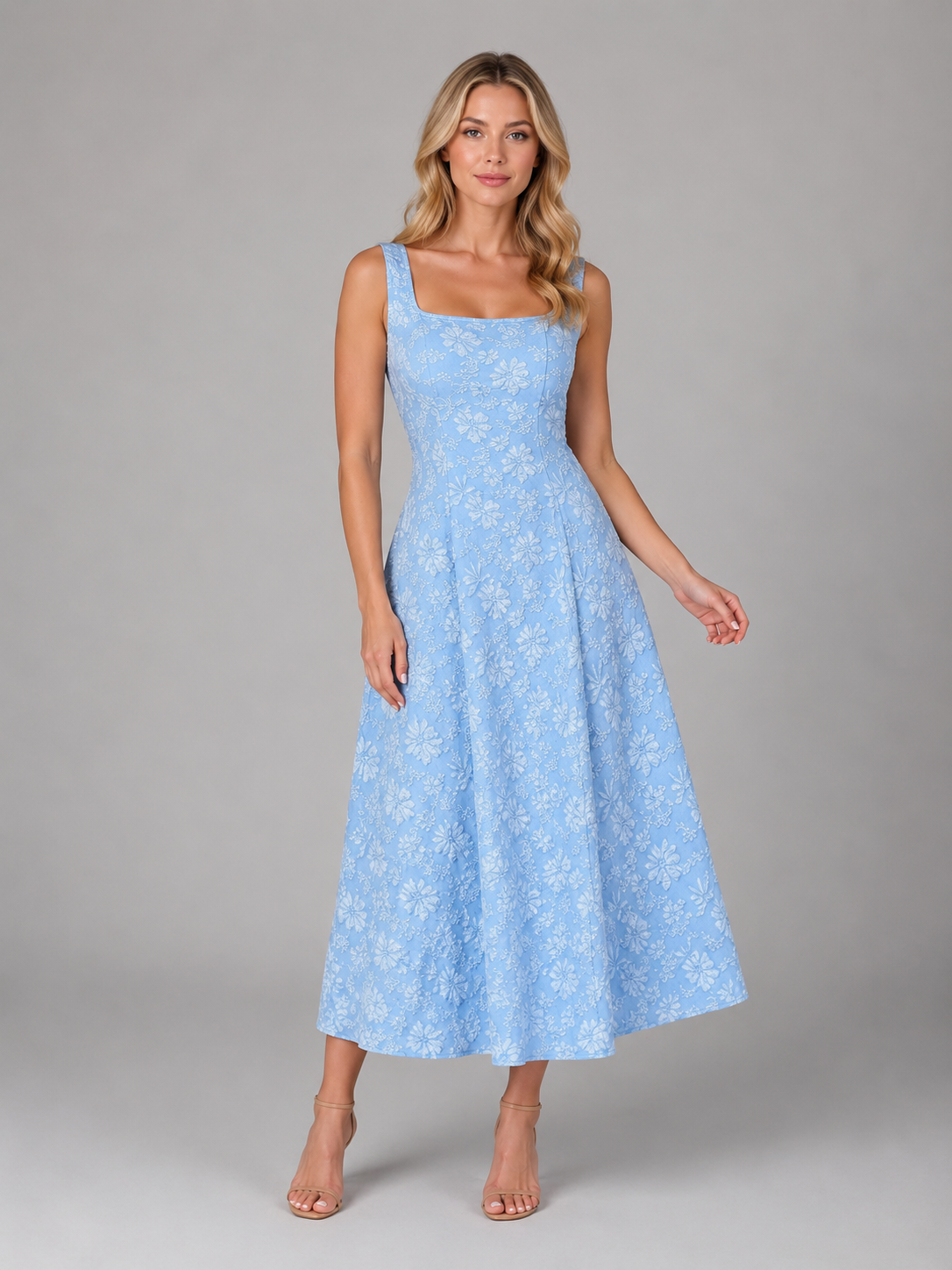Eleanor | Women’s Midi Dress | Square Neck Wedding Guest 5