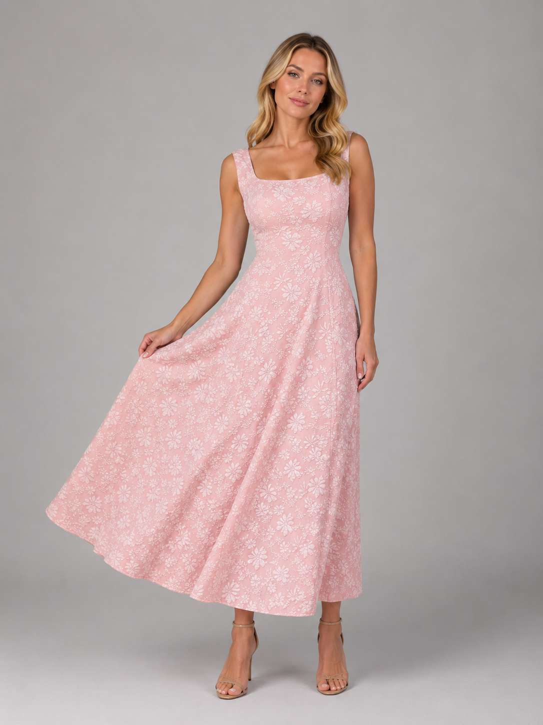 Eleanor | Women’s Midi Dress | Square Neck Wedding Guest 6