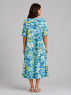 Women's Abstract Print Midi Dress with Pockets – Summer Holiday Style - Image 2