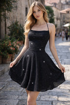 Amelia | Women's Halter Skater Dress | Glitter · Eltrendio