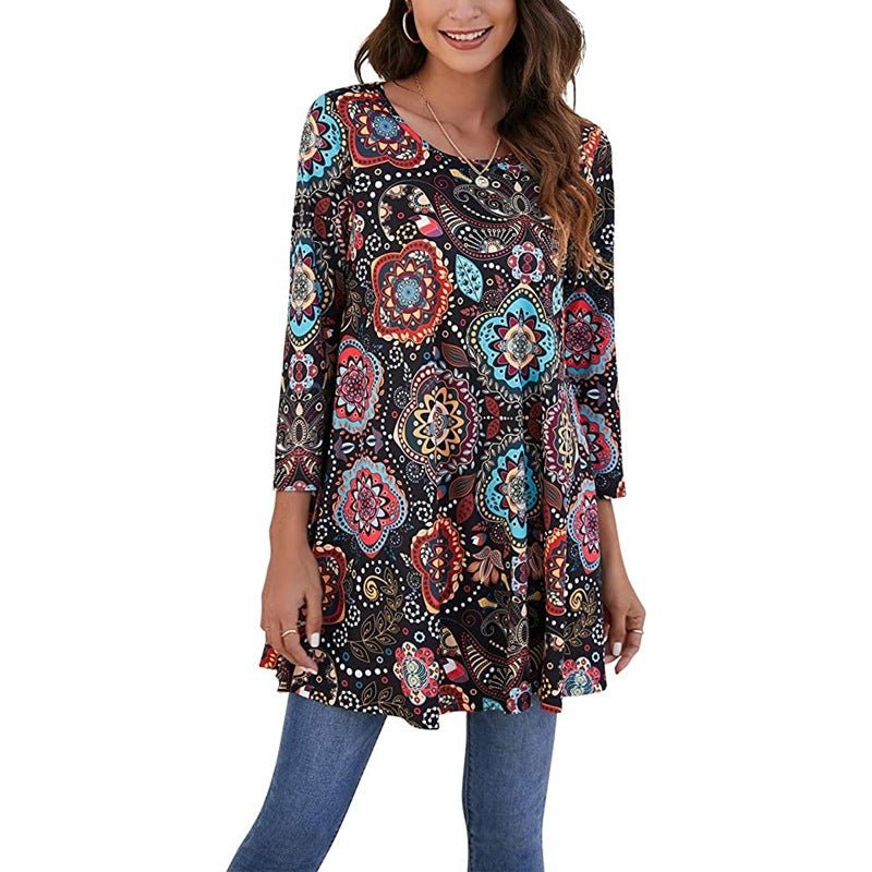 Amelia | Women's Swing Tunic Top | Mandala Print · Eltrendio