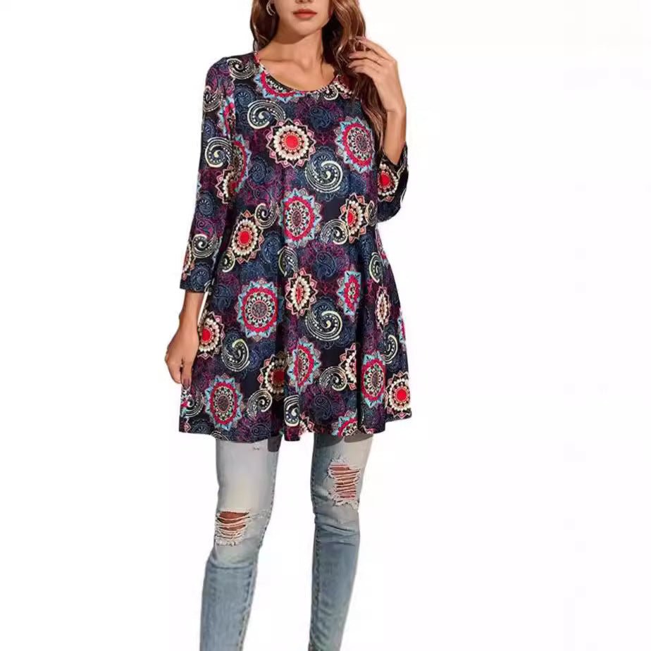 Amelia | Women's Swing Tunic Top | Mandala Print · Eltrendio
