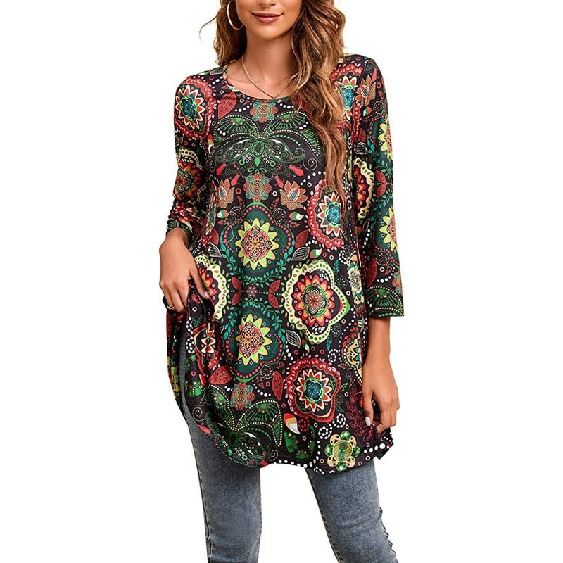 Amelia | Women's Swing Tunic Top | Mandala Print · Eltrendio