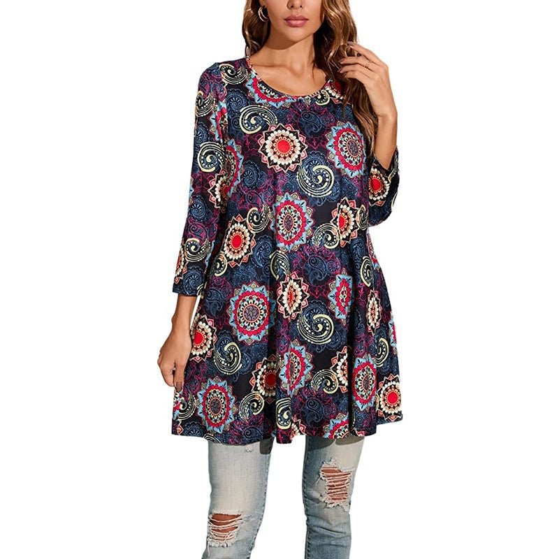 Amelia | Women's Swing Tunic Top | Mandala Print · Eltrendio
