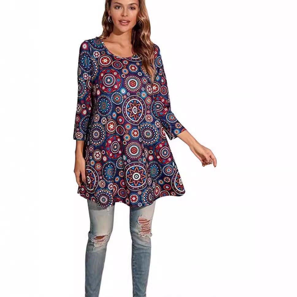 Amelia | Women's Swing Tunic Top | Mandala Print · Eltrendio
