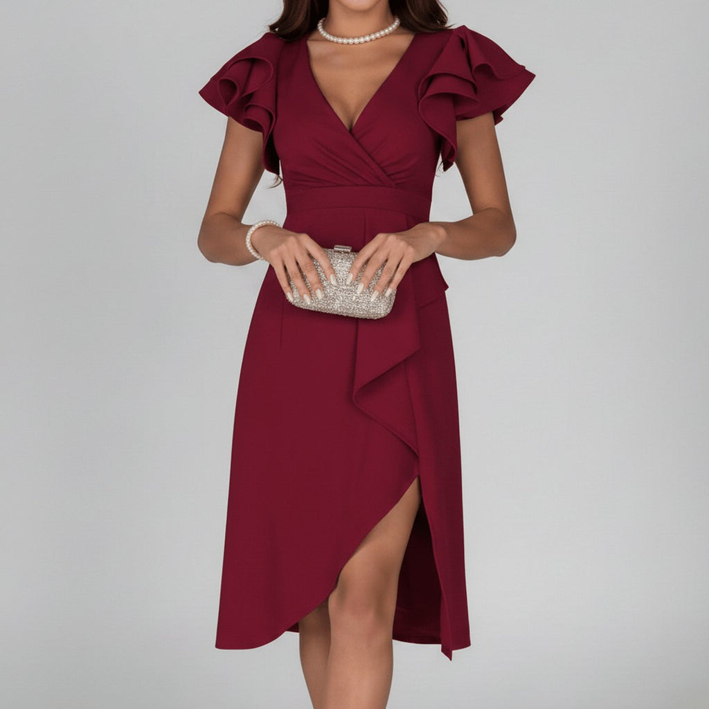 Amelia | Women's V-Neck Wrap Dress | Ruffle Sleeves · Eltrendio