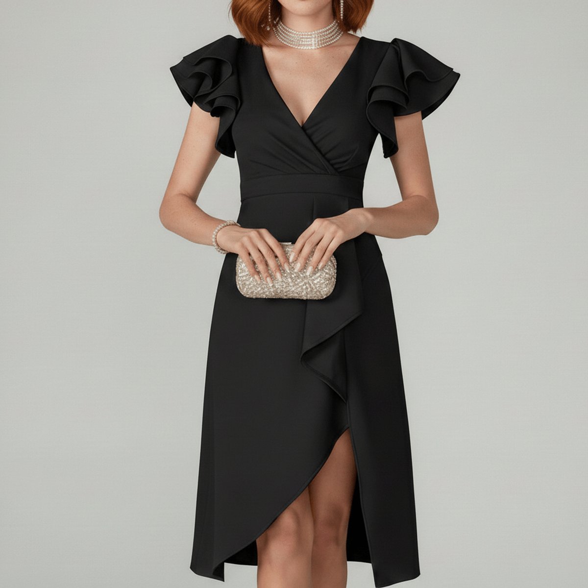 Amelia | Women's V-Neck Wrap Dress | Ruffle Sleeves · Eltrendio