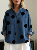 Beatrice | Women's Oversized Denim Shirt | Polka Dot · Eltrendio