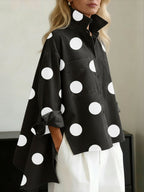 Beatrice | Women's Oversized Denim Shirt | Polka Dot · Eltrendio