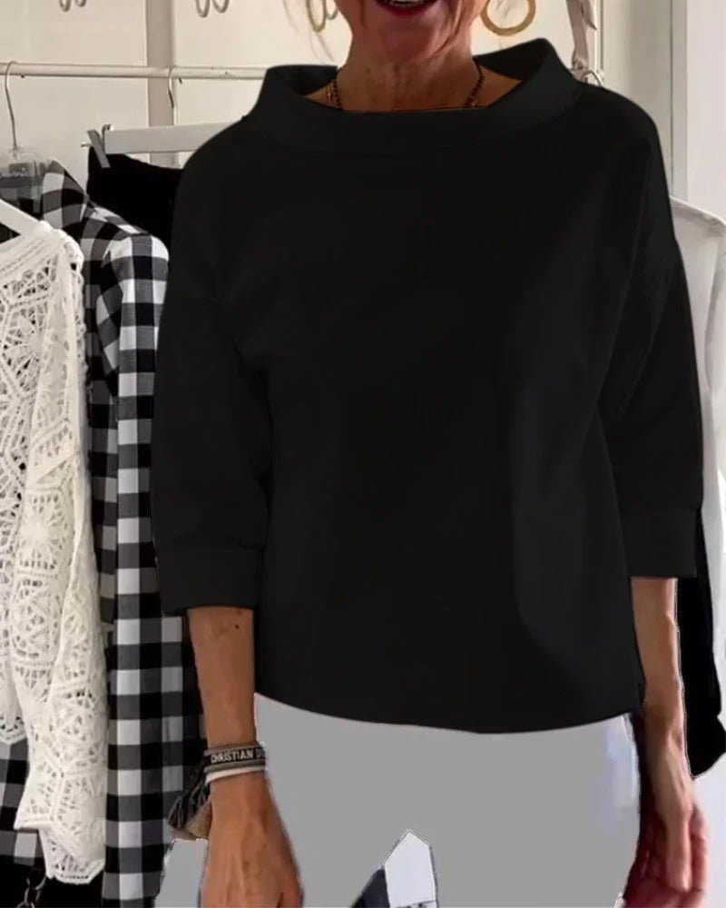 Charlotte | Women's Cowl Neck Top | Three-Quarter Sleeve · Eltrendio