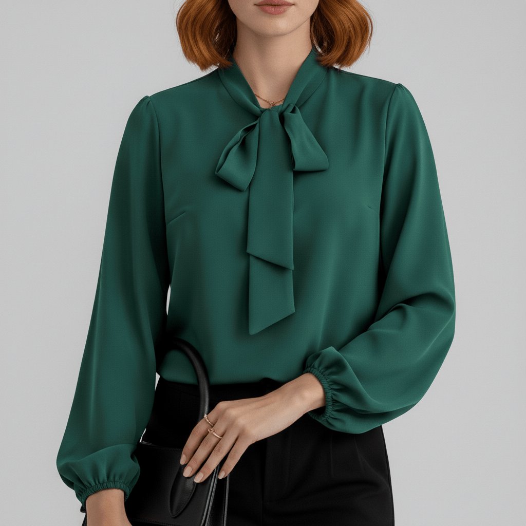Charlotte | Women's Long-Sleeve Blouse | Bow-Tie Neck · Eltrendio