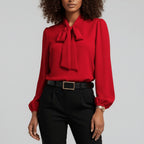 Charlotte | Women's Long-Sleeve Blouse | Bow-Tie Neck · Eltrendio