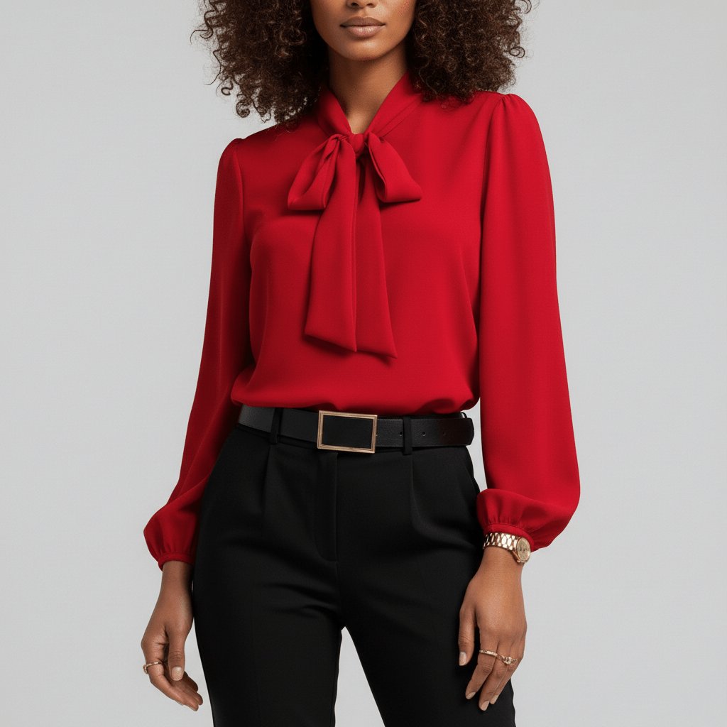 Charlotte | Women's Long-Sleeve Blouse | Bow-Tie Neck · Eltrendio