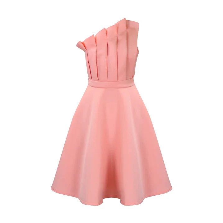 Charlotte | Women's One-Shoulder Dress | Pleated Bodice · Eltrendio
