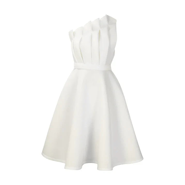 Charlotte | Women's One-Shoulder Dress | Pleated Bodice · Eltrendio