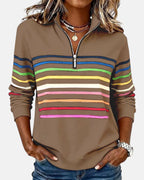 Charlotte | Women's Quarter-Zip Jumper | Rainbow Stripes · Eltrendio