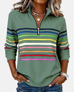 Charlotte | Women's Quarter-Zip Jumper | Rainbow Stripes · Eltrendio