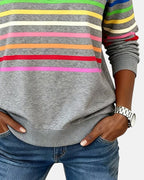 Charlotte | Women's Quarter-Zip Jumper | Rainbow Stripes · Eltrendio