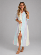 Charlotte | Women's Striped Shirt Dress | Side Split · Eltrendio