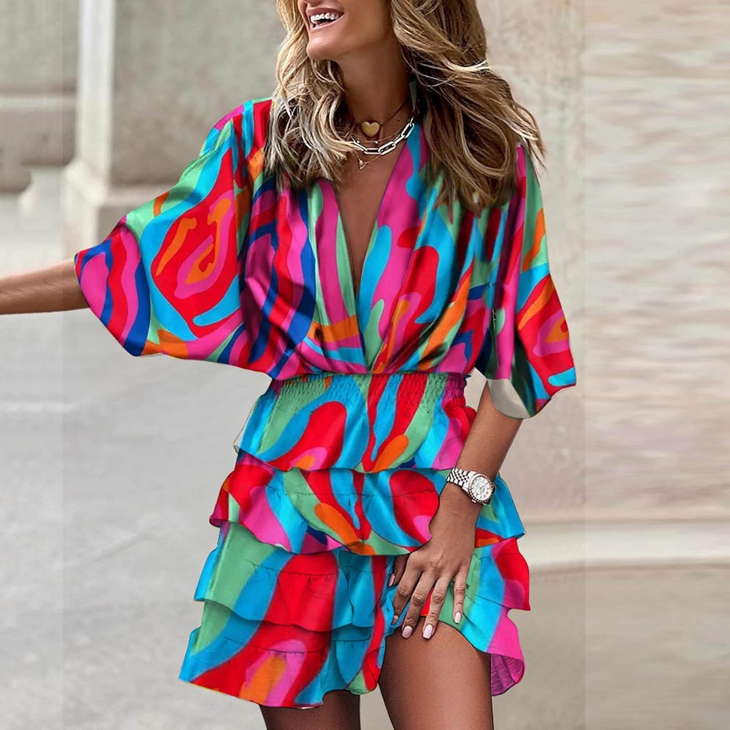 Charlotte | Women's V-Neck Party Dress | Tiered Ruffle · Eltrendio