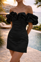 Daisy | Women's Off-Shoulder Mini Going Out Dress | Ruffle Sleeves - Eltrendio