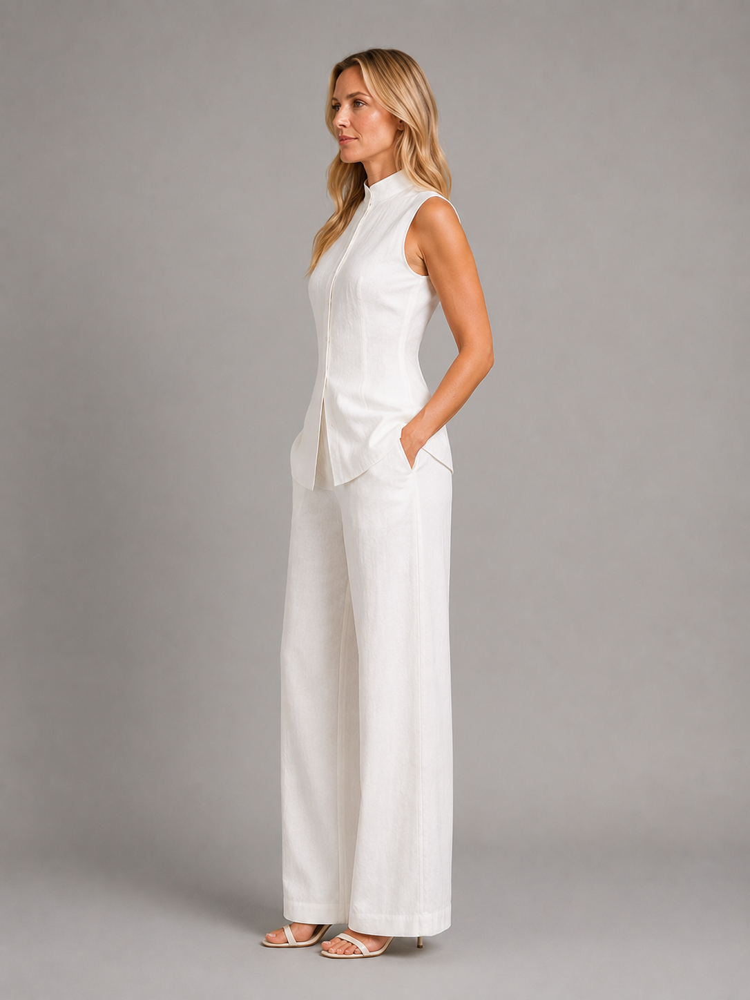 Eleanor | Women's Sleeveless Co-Ord Set | Button-Front · Eltrendio