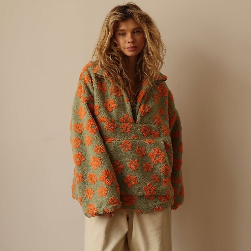 Florence | Women's Half-Zip Jumper | Floral Teddy · Eltrendio