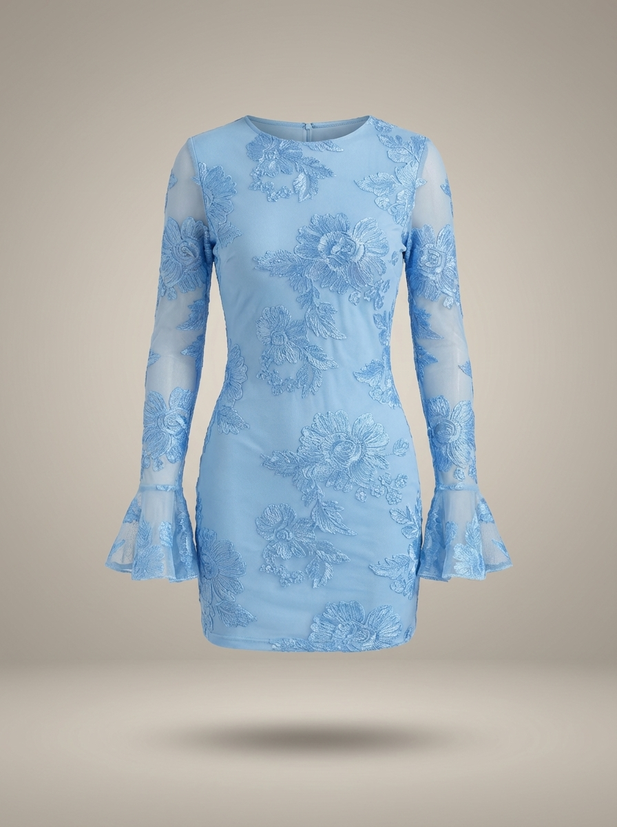 Freya | Women's Bodycon Mini Going Out Dress | Floral Embroidery· Eltrendio