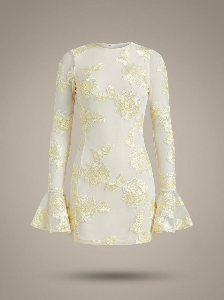 Freya | Women's Bodycon Mini Going Out Dress | Floral Embroidery· Eltrendio