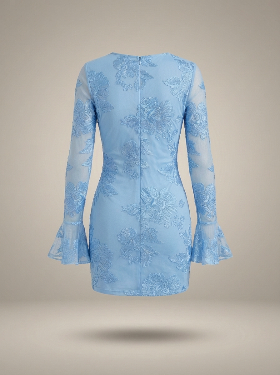 Freya | Women's Bodycon Mini Going Out Dress | Floral Embroidery· Eltrendio