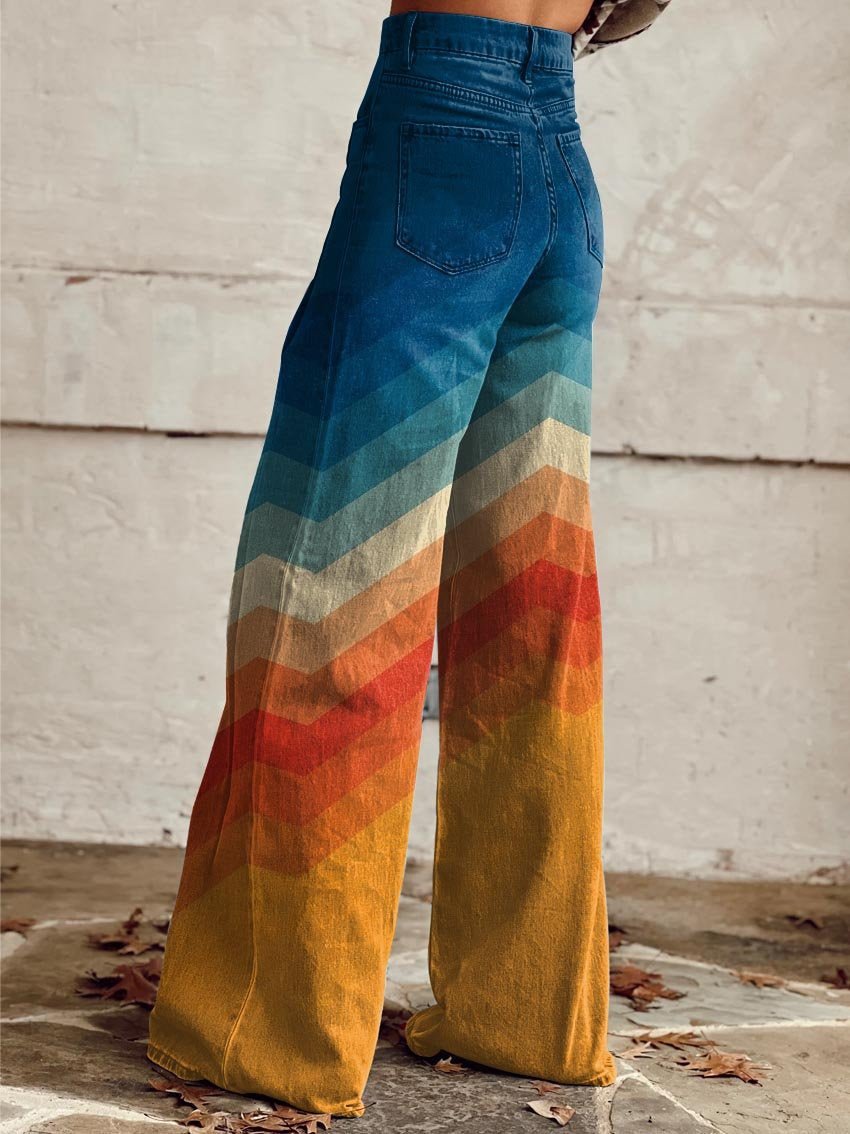Freya | Women's Wide-Leg Trousers | Chevron Print · Eltrendio
