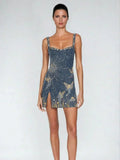 Isabelle | Women's Sleeveless Mini Dress | Embellished Split · Eltrendio