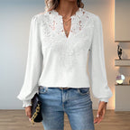 Isabelle | Women's V-Neck Blouse | Lace Bodice · Eltrendio