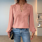 Isabelle | Women's V-Neck Blouse | Lace Bodice · Eltrendio