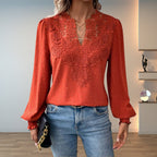 Isabelle | Women's V-Neck Blouse | Lace Bodice · Eltrendio