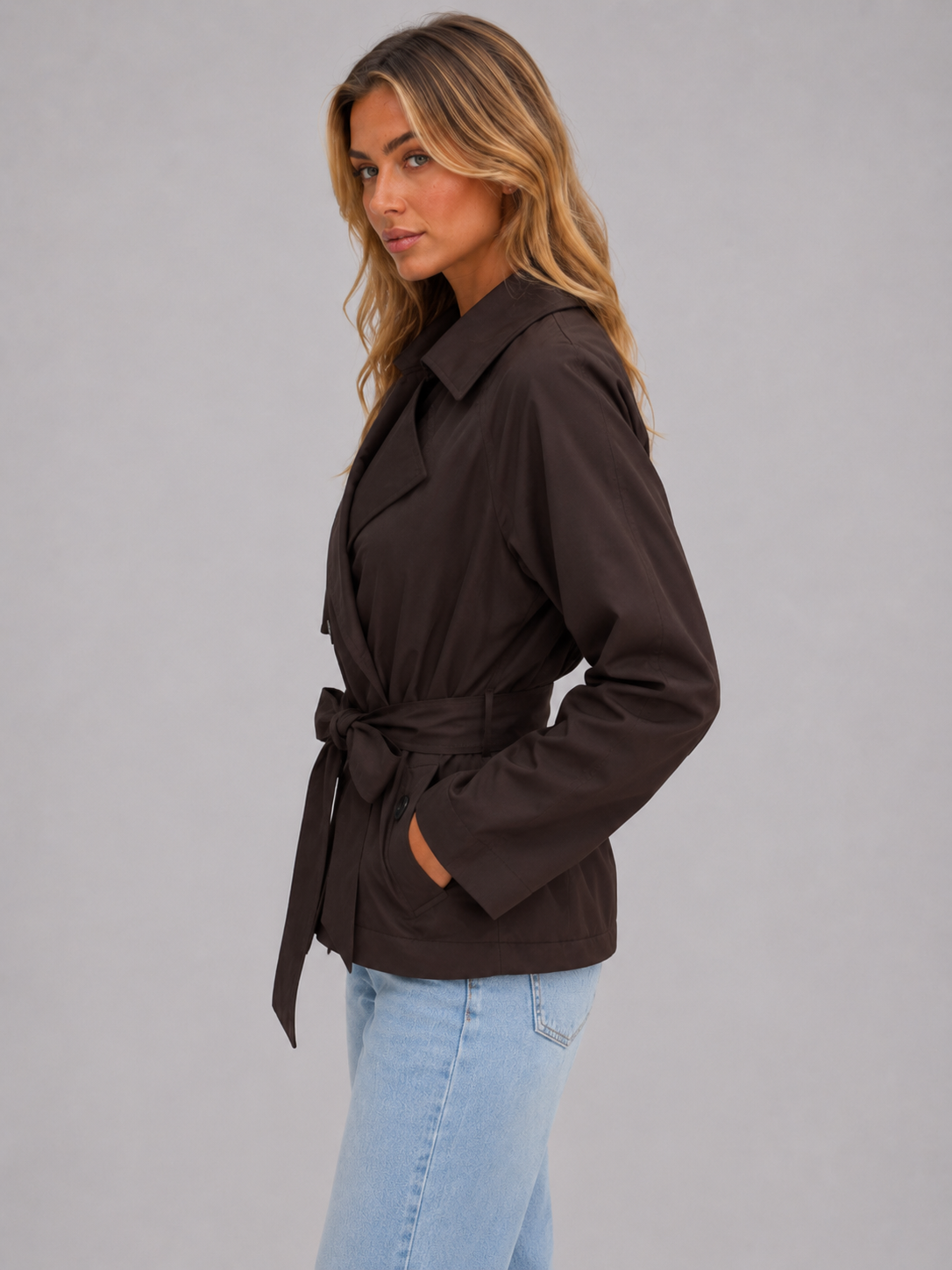 Isla | Women's Cropped Trench Coat | Tie Waist · Eltrendio