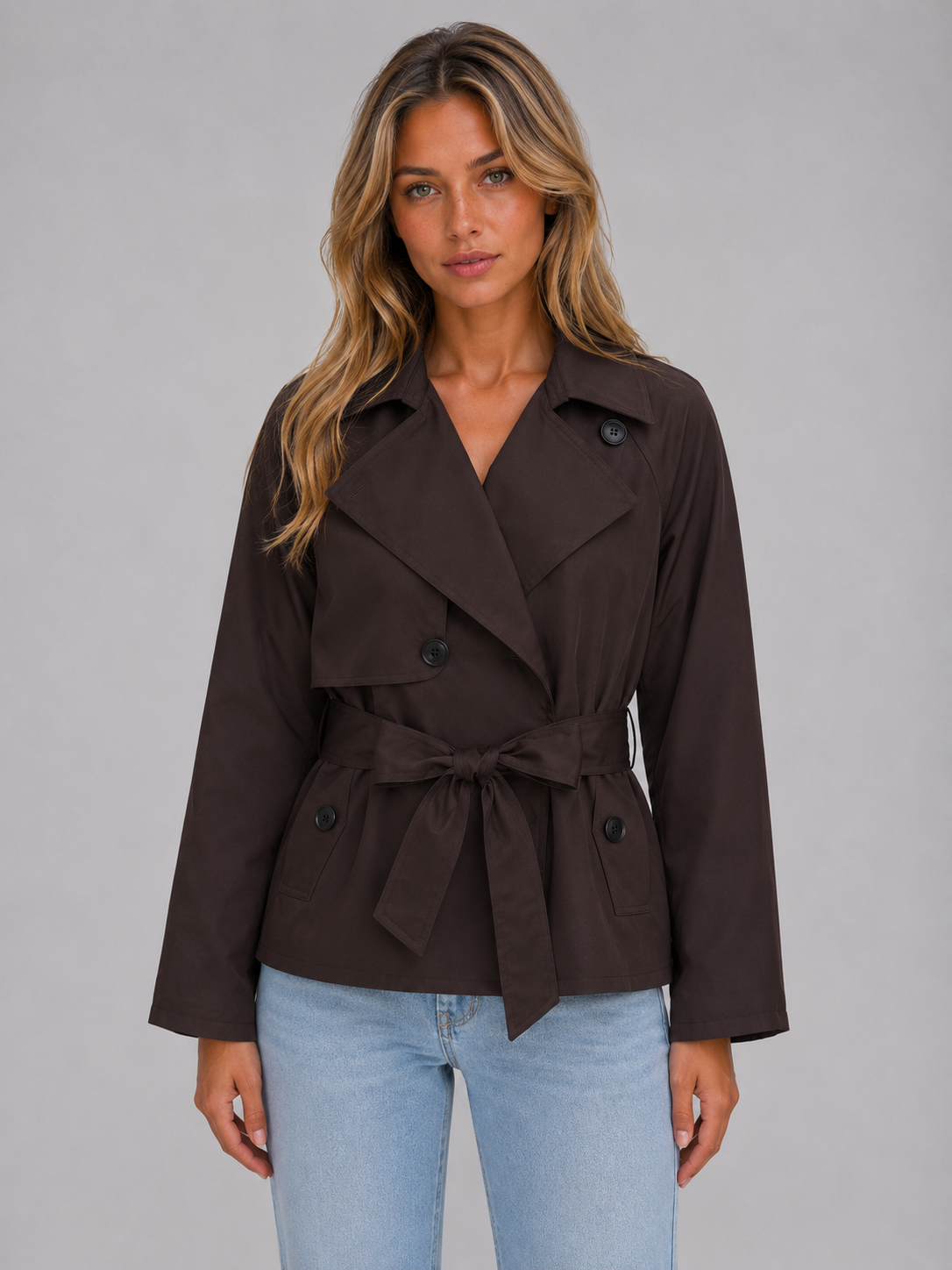 Isla | Women's Cropped Trench Coat | Tie Waist · Eltrendio