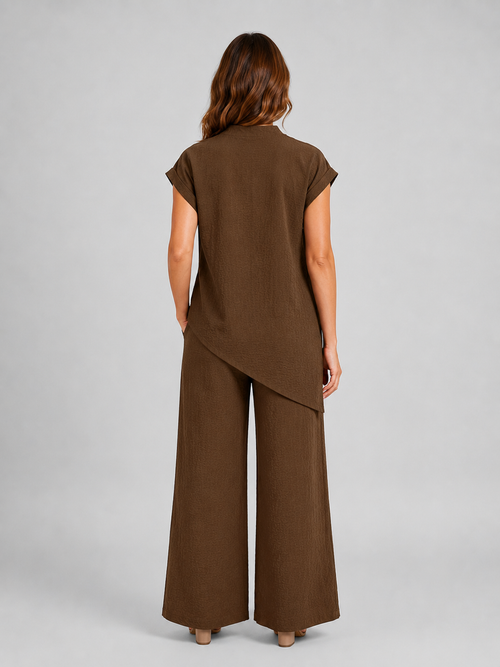 Isla | Women's Wide-Leg Co-Ord Set | Asymmetric Top · Eltrendio