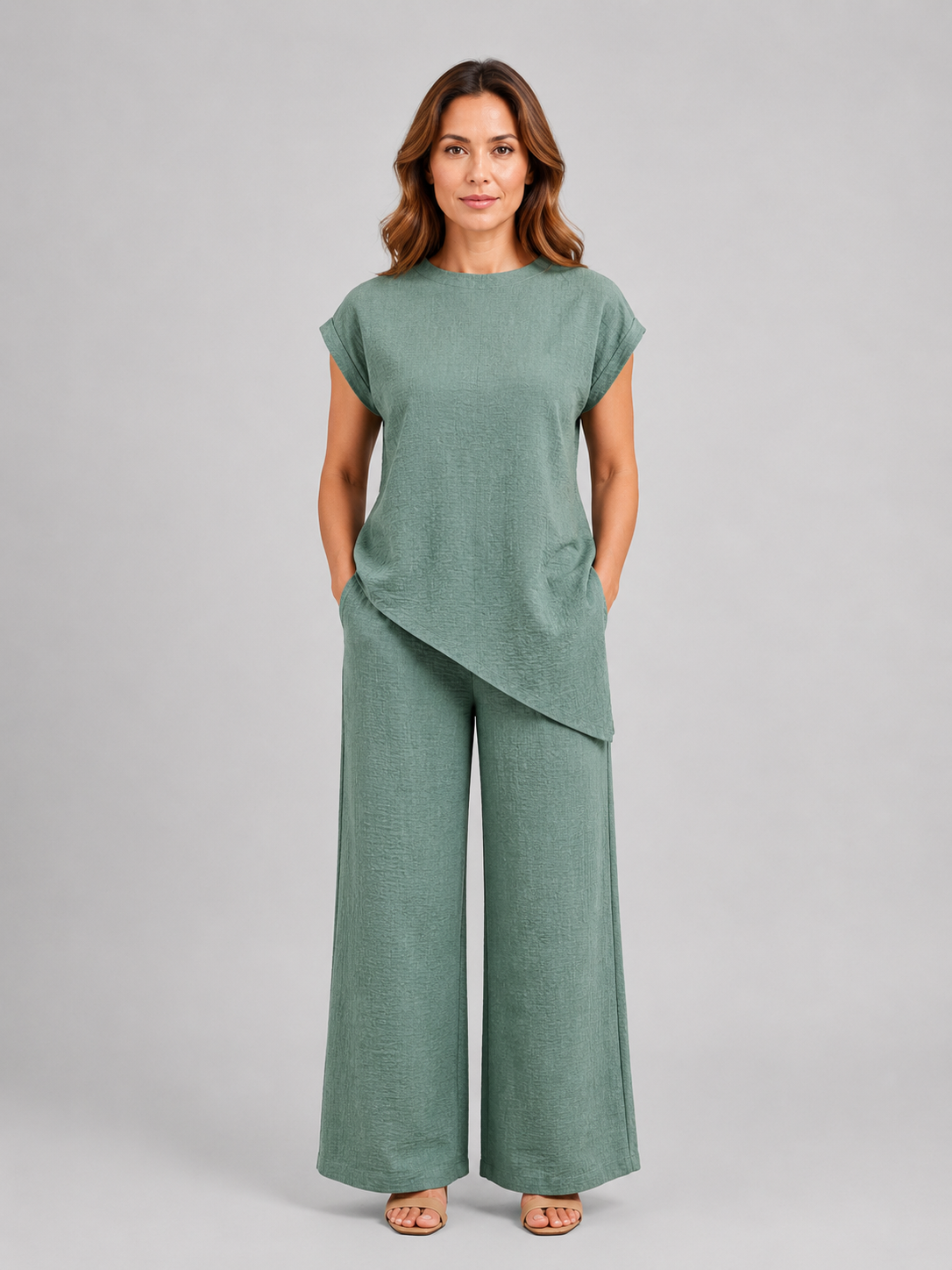 Isla | Women's Wide-Leg Co-Ord Set | Asymmetric Top · Eltrendio